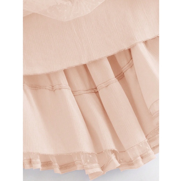 Backless Babydoll Short Dress Flowy Swiss Dot in Cream - Picture 11 of 12